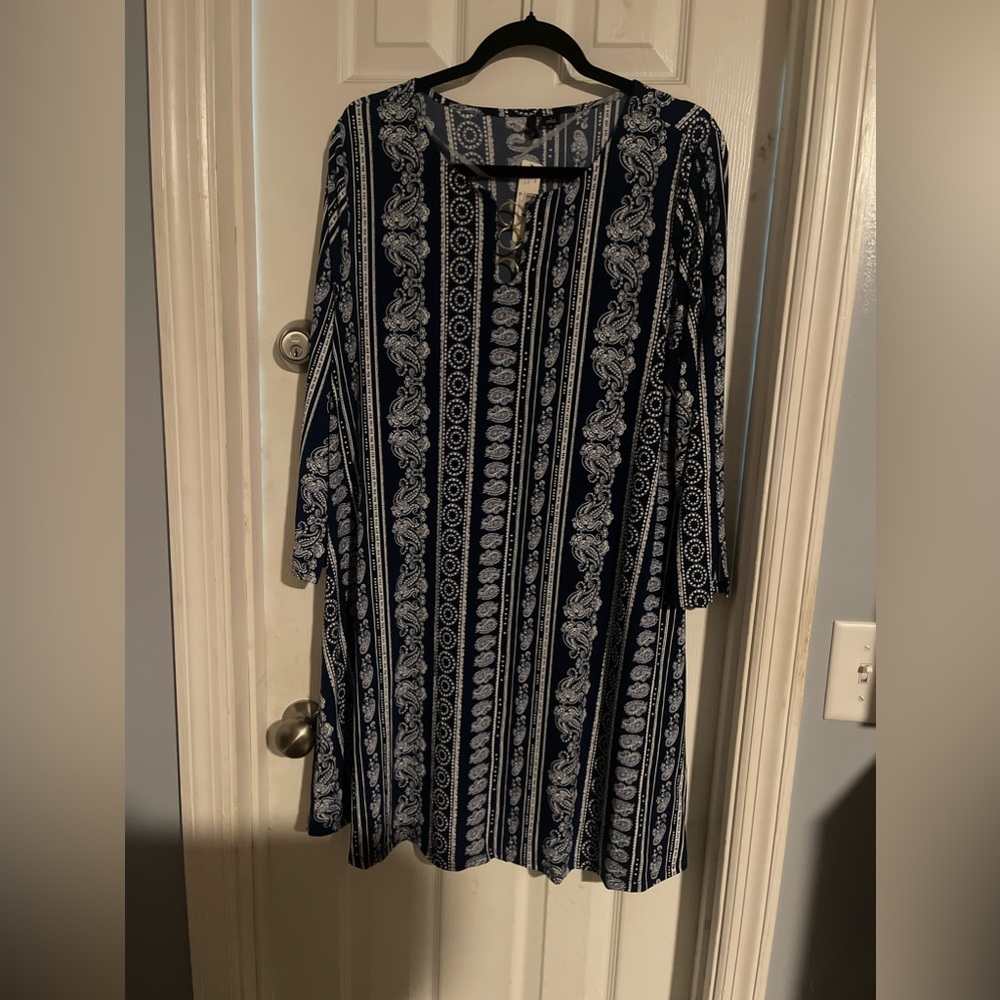 Navy blue and white dress